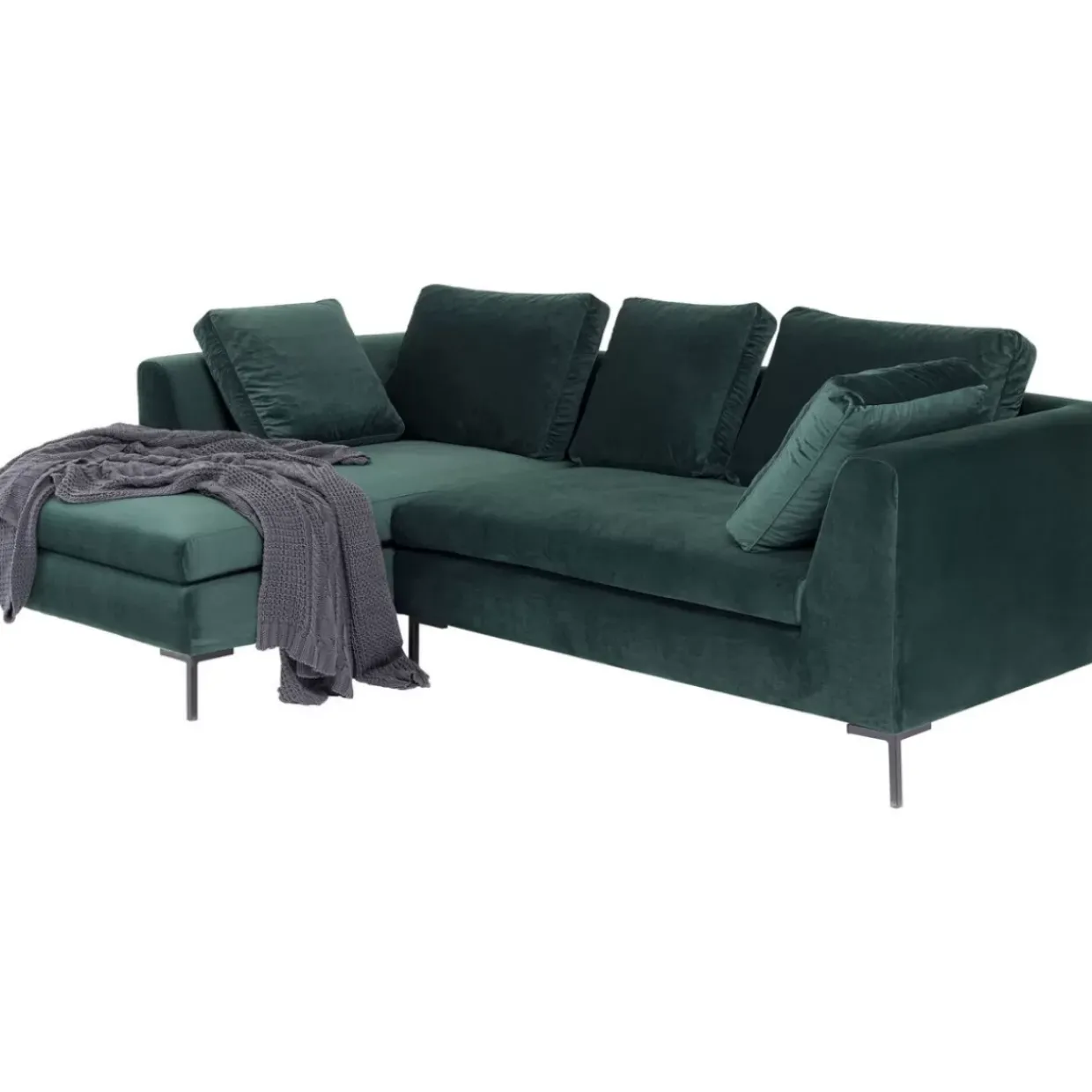 Ecksofa Gianni Small Velvet Dunkelgrun Links