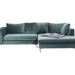 Ecksofa Gianni Velvet Dunkelgrun Rechts Schwarz