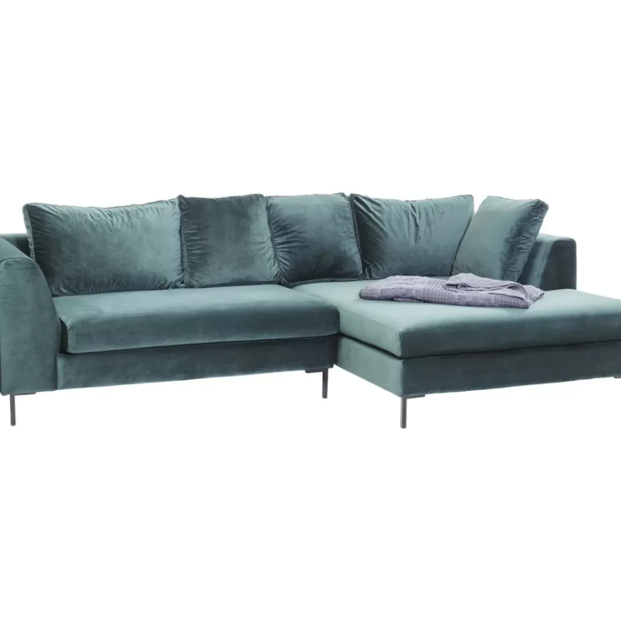 Ecksofa Gianni Velvet Dunkelgrun Rechts Schwarz