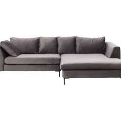 Ecksofa Gianni Velvet Grau Rechts Schwarz