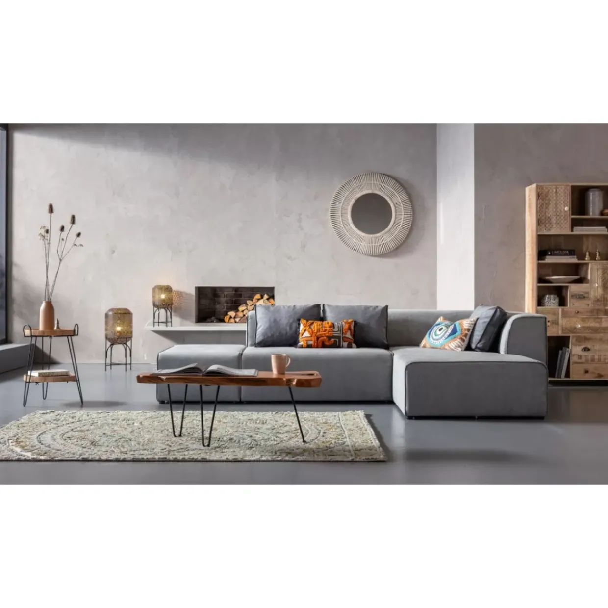 Ecksofa Infinity Ottomane Grau Rechts