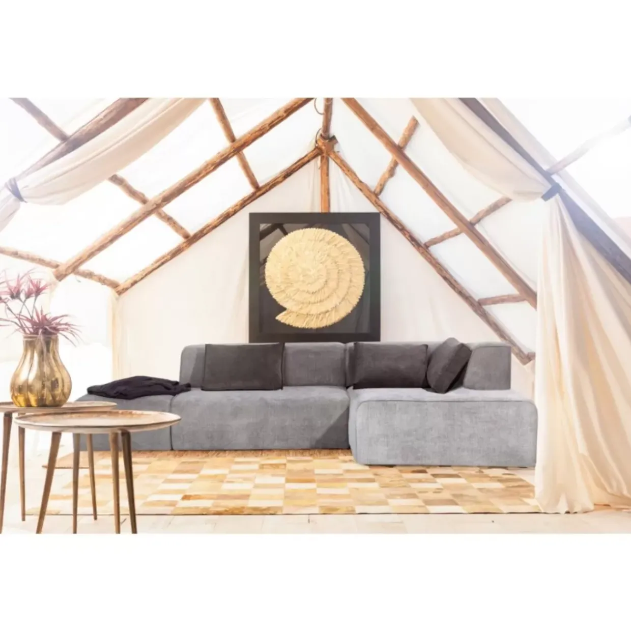 Ecksofa Infinity Ottomane Grau Rechts