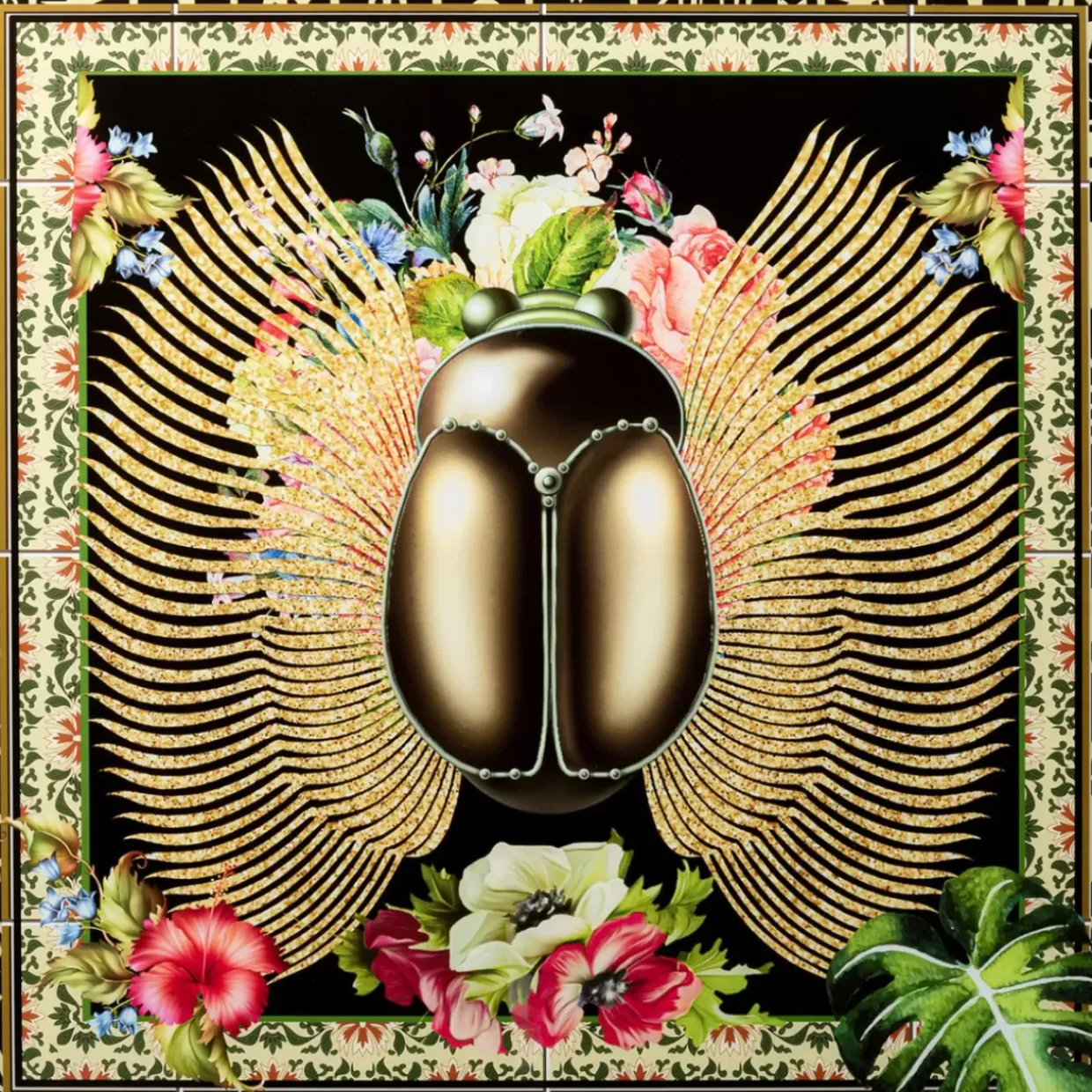 Glasbild Beetle Flower 100X100Cm