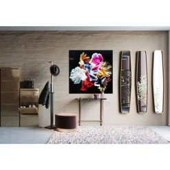 Glasbild Colorful Swarm Fish 120X120Cm