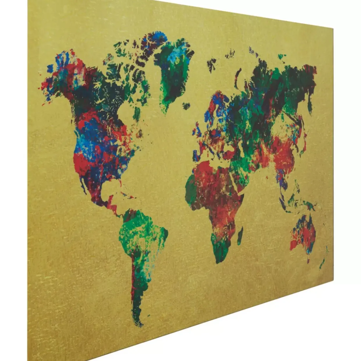 Glasbild Metallic Colourful Map 150X100Cm