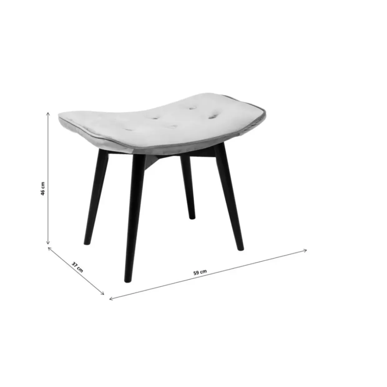 Hocker Black Vicky Velvet Grau 46X59Cm