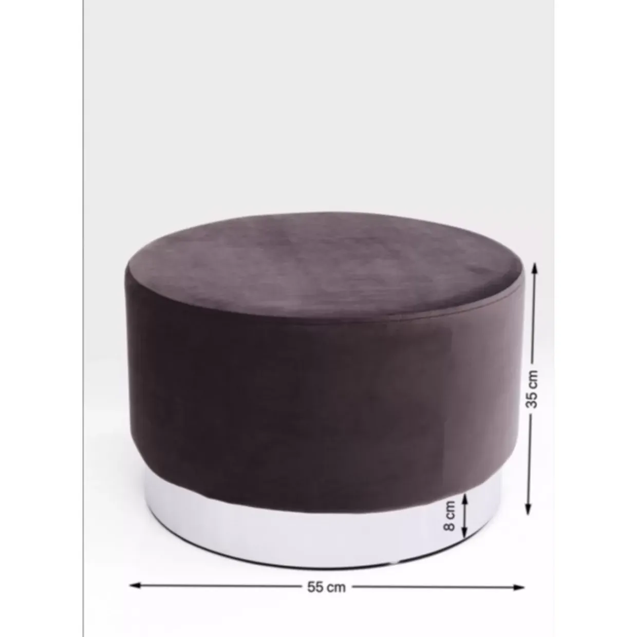 Hocker Cherry Dunkelgrau Silver O55Cm