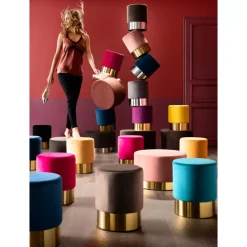 Hocker Cherry Dunkelgrau Silver O55Cm