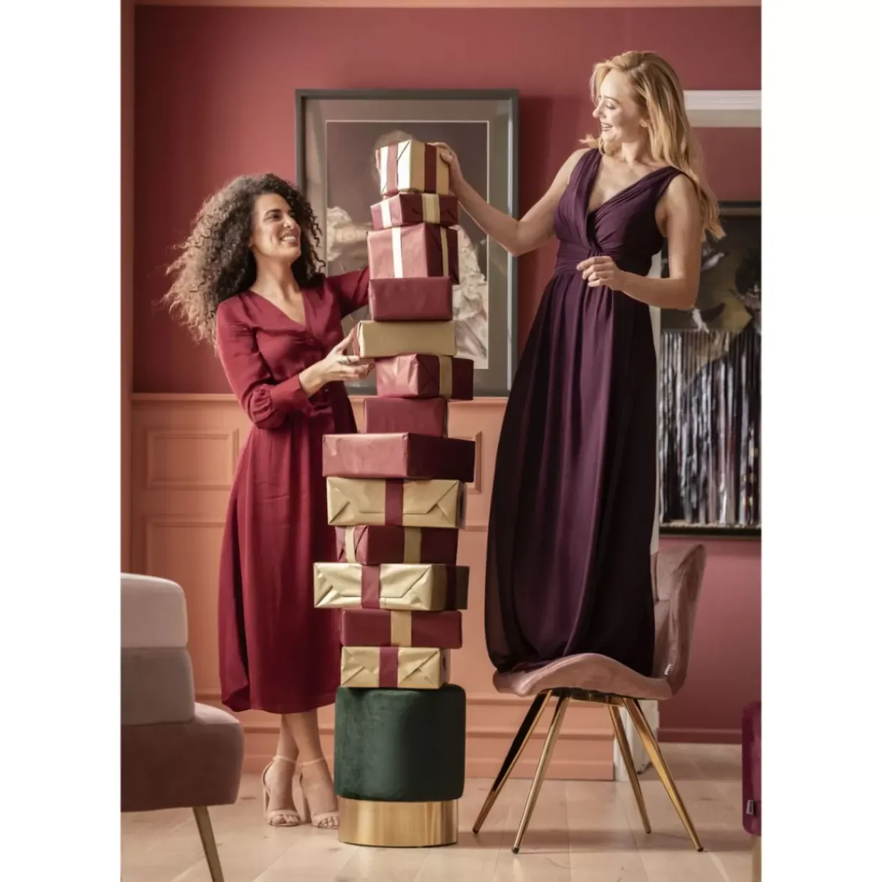 Hocker Cherry Dunkelgrun Brass O35Cm