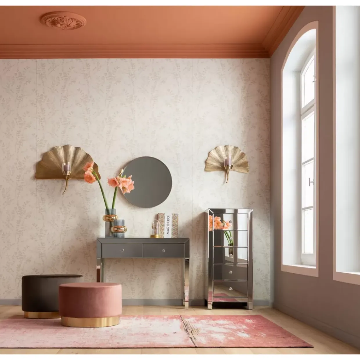 Hocker Cherry Rose Brass O55Cm