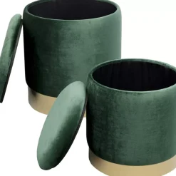 Hocker Cherry Storage Dunkelgrun Brass (2/Set)