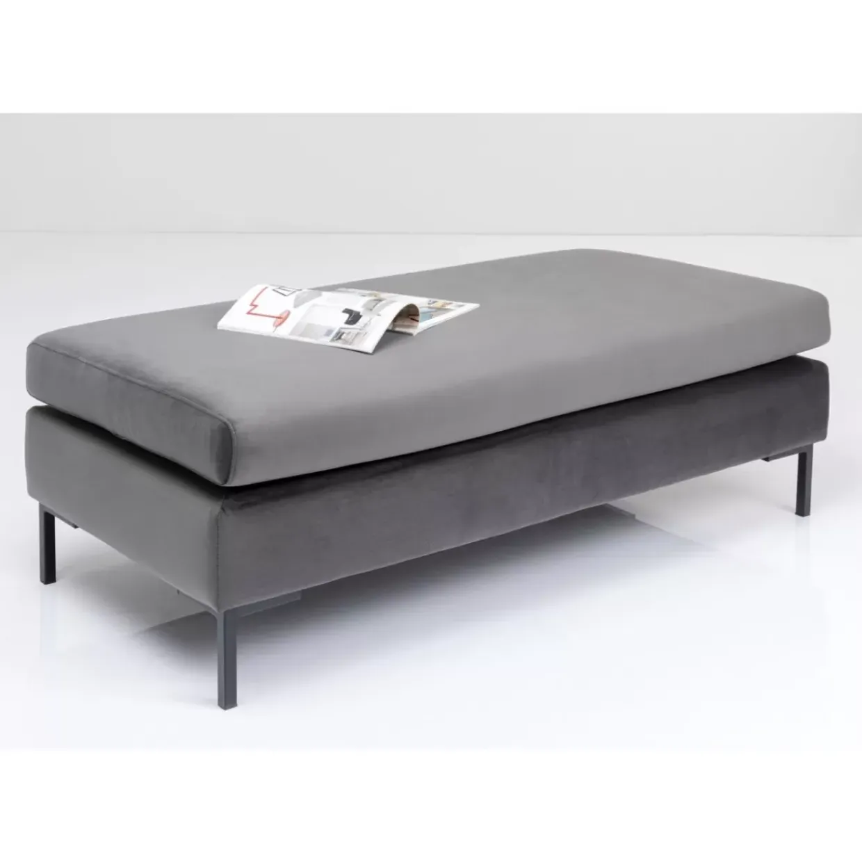 Hocker Gianni Velvet Grau Schwarz