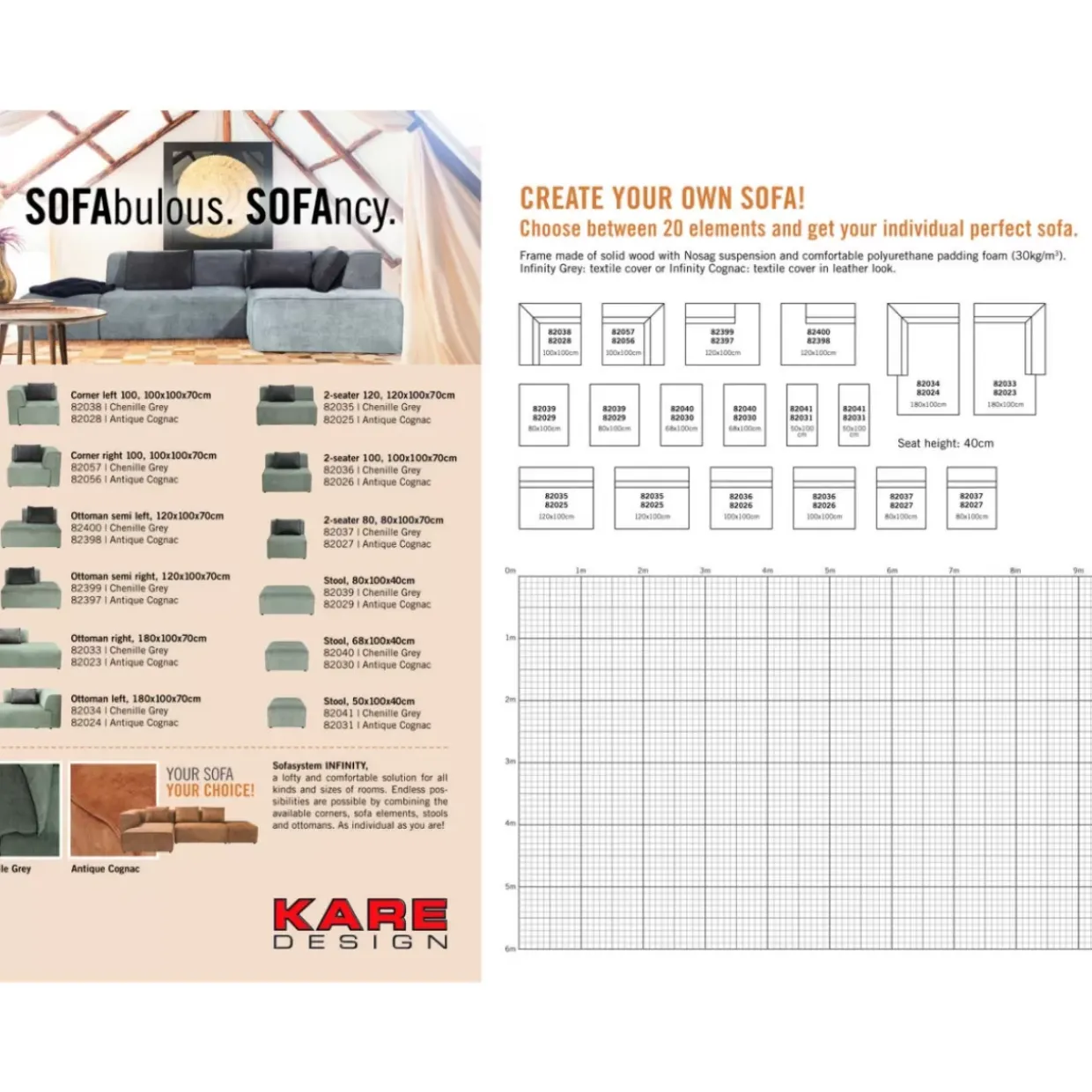 Infinity Hocker 68 Elements Grau