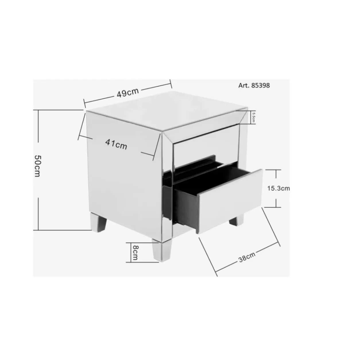Kommode Klein Luxury Push 2 Schube Grau