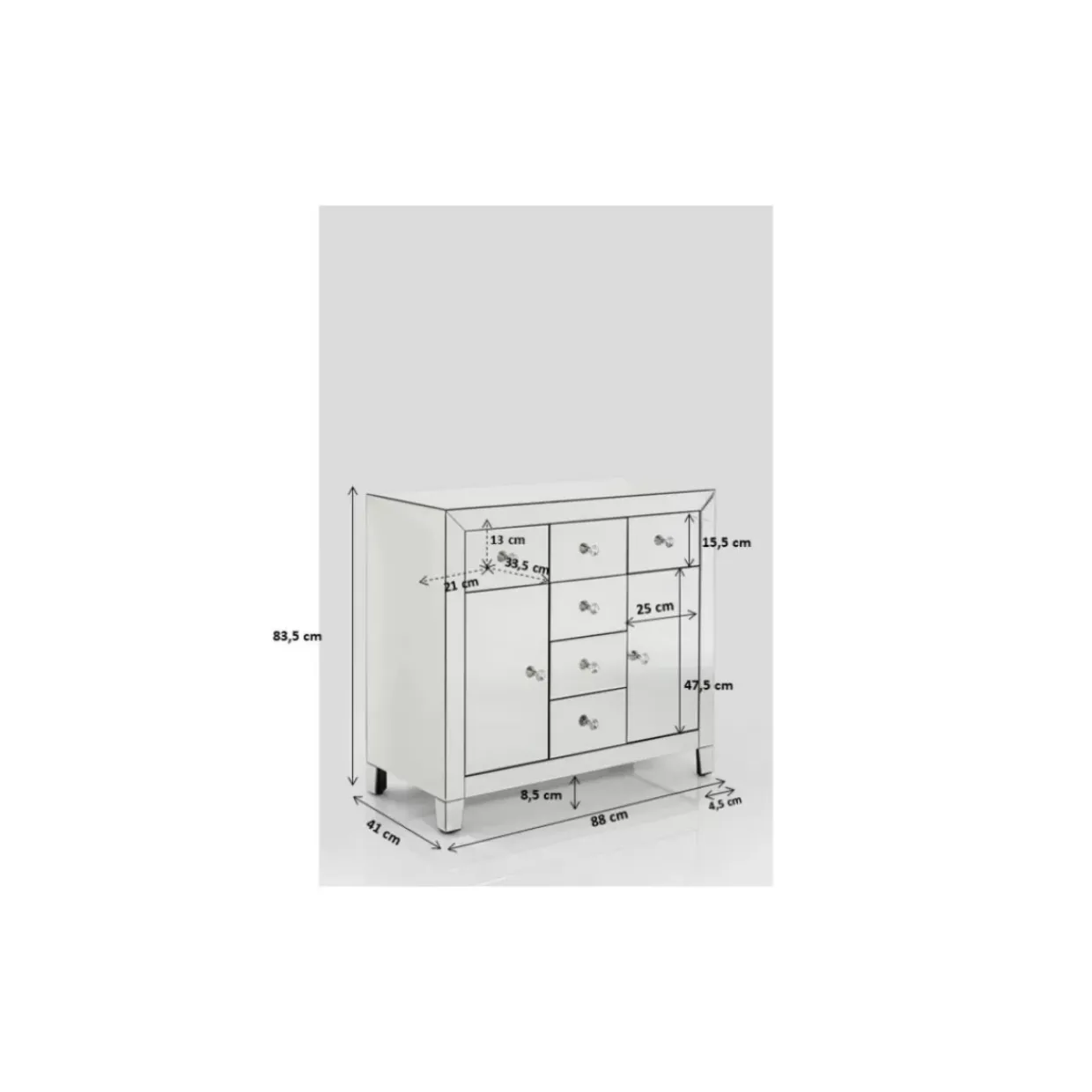 Kommode Luxury 2-Turig 6 Schube