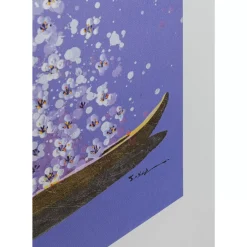 Leinwandbild Flower Boat Lila Weis 120X160Cm