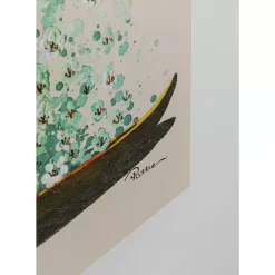 Leinwandbild Flower Boat Beige Grun 120X160Cm