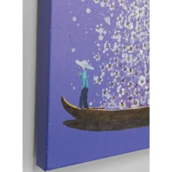 Leinwandbild Flower Boat Lila Weis 80X100Cm