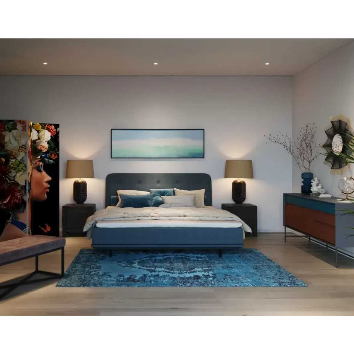 Paravent Flowery Shoulder Vs Bunch Flowers 120X180