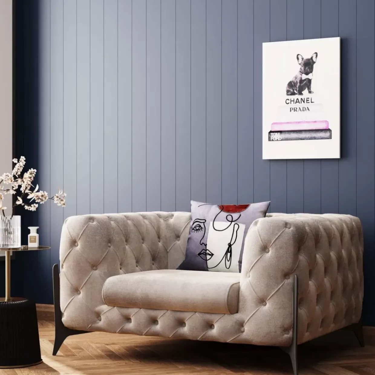 Sessel Bellissima Velvet Beige 120Cm