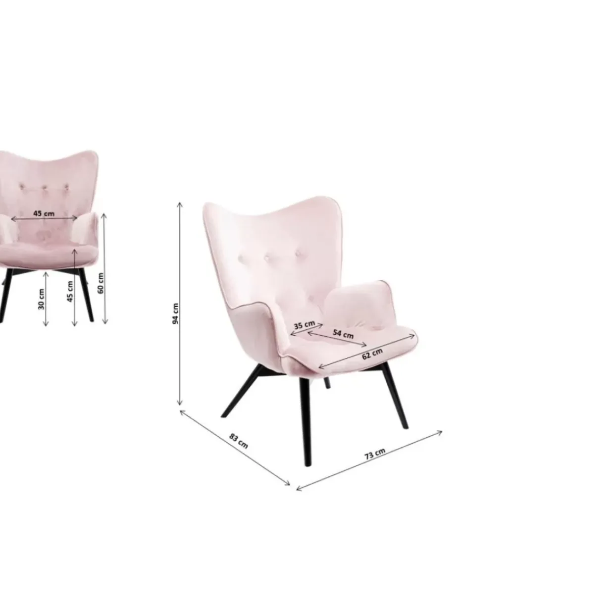 Sessel Black Vicky Velvet Rose