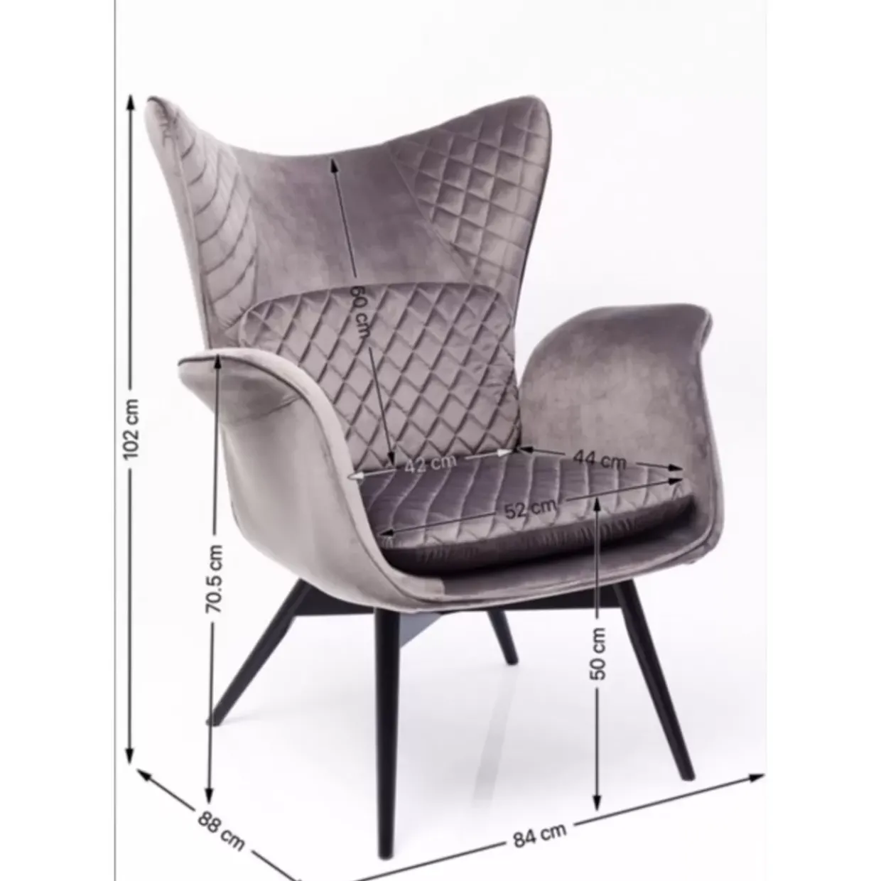 Sessel Tudor Velvet Silbergrau