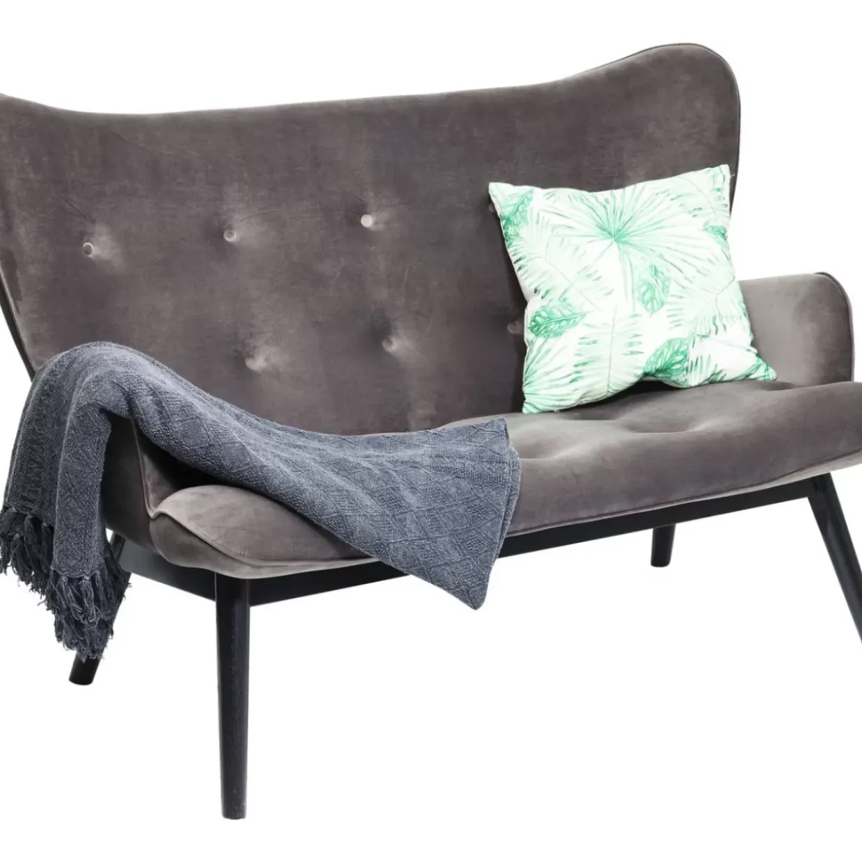 Sofa Black Vicky 2-Sitzer Velvet Grau