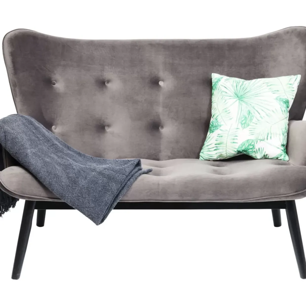 Sofa Black Vicky 2-Sitzer Velvet Grau