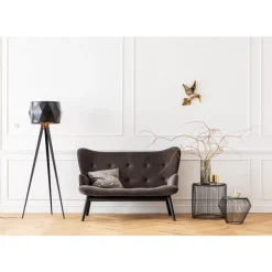 Sofa Black Vicky 2-Sitzer Velvet Grau