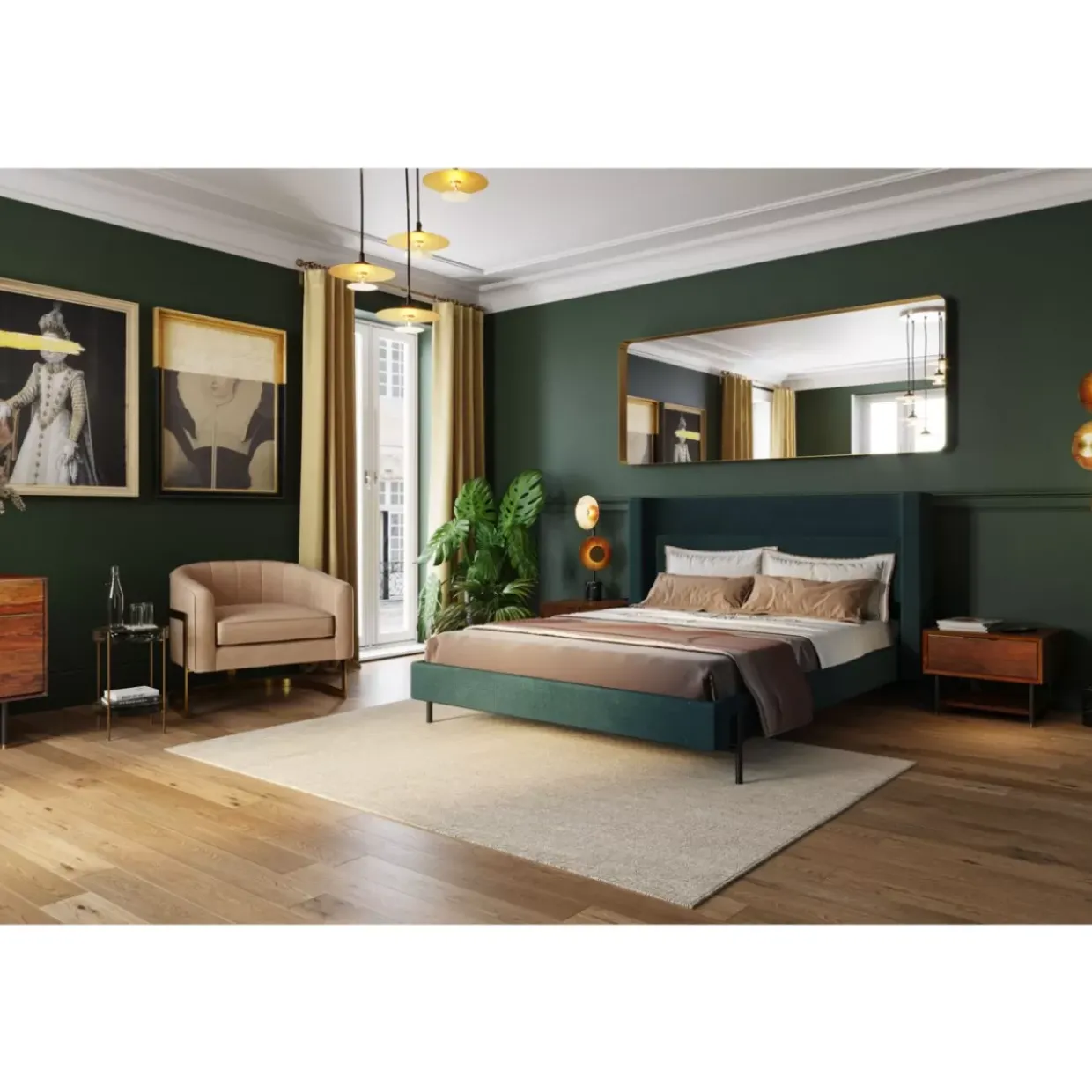 Spiegel Curve Rectangular Brass 70X200Cm