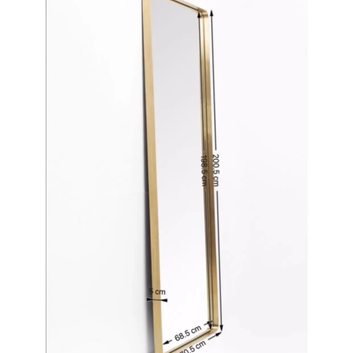 Spiegel Curve Rectangular Brass 70X200Cm