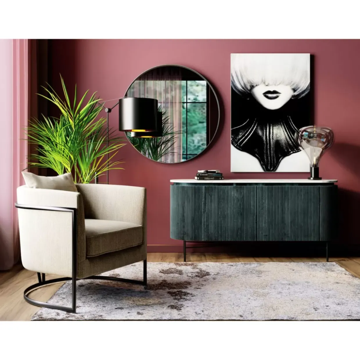 Spiegel Curvy Chrom Look O100