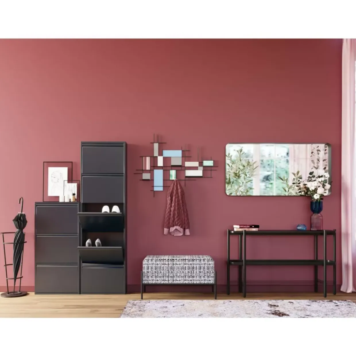 Spiegel Ombra Soft Schwarz 120X60Cm