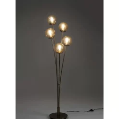 Stehleuchte Five Balls Amber Brass