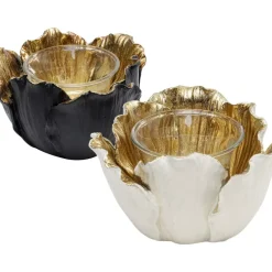 Teelichthalter Flower Bloom Creme Gold O10