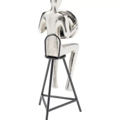 Tischuhr Sitting Man Silber 12X31Cm