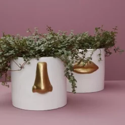 Ubertopf Nase Weiss/Gold