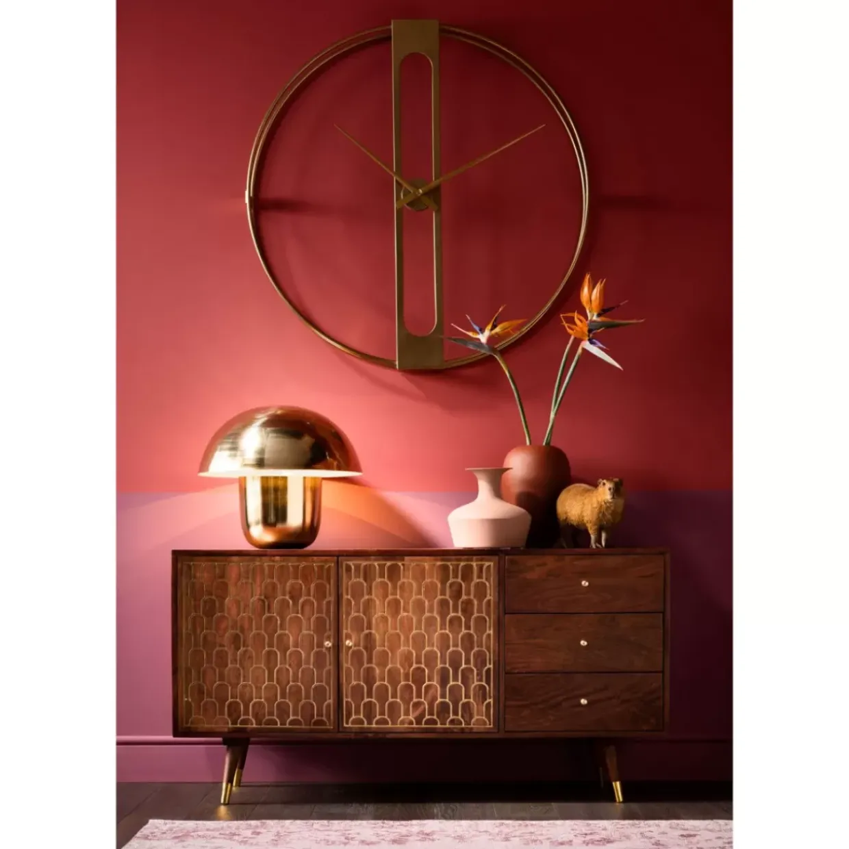 Wanduhr Clip Gold O107Cm