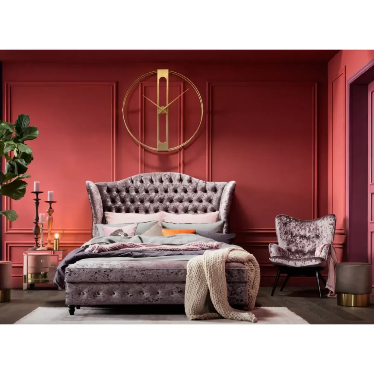 Wanduhr Clip Gold O107Cm